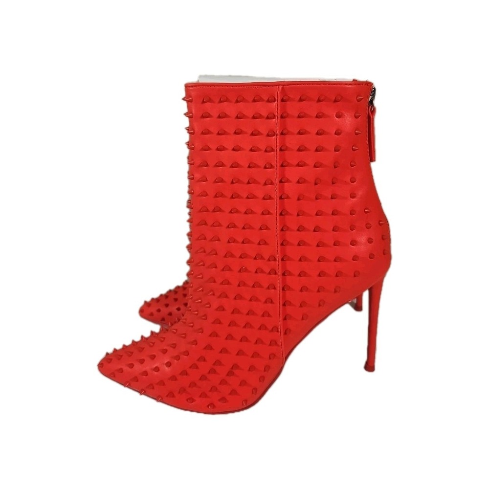 Steve Madden Vapor Red Spiked Ankle Booties New